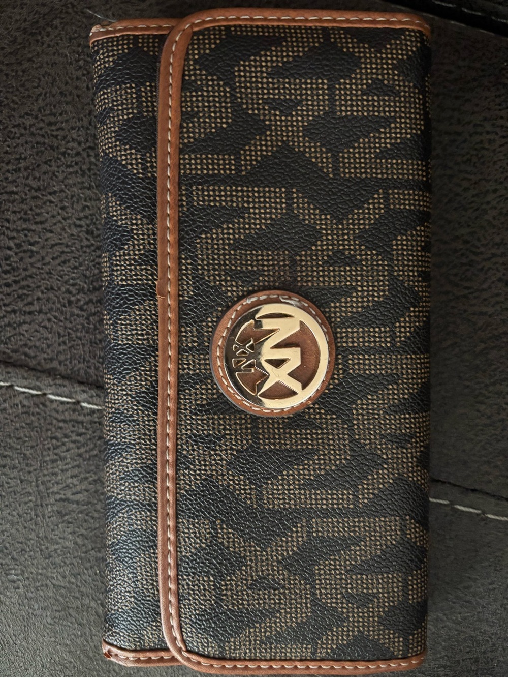 Michael Kors Brown and Black Logo Continental Wallet